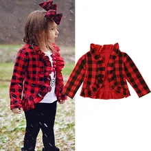 Pudcoco одежда для маленьких девочек Детская куртка В красную клетку одежда для детей пальто для девочек с цветочным рисунком, верхняя одежда, спортивный костюм, повседневные куртки для малышей