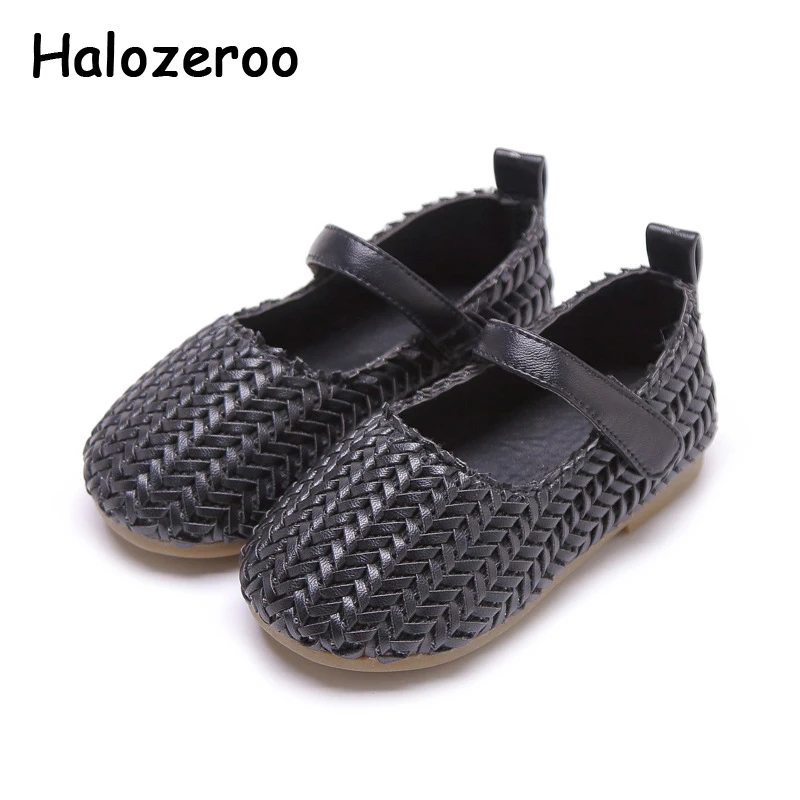 2020 Autumn Kids Weave Princess Shoes Children Pu Leather Dress Flats