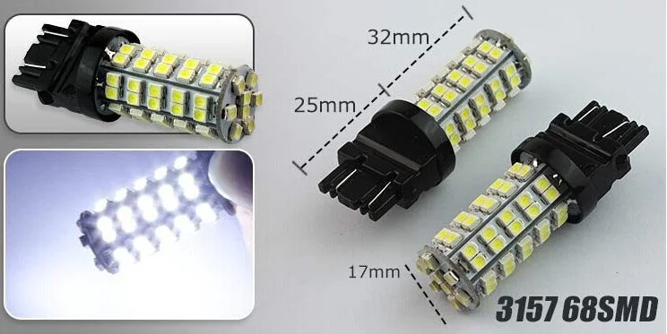 1 шт. белые 3157 68 светодиодный 1210 SMD ные лампы для стоп сигнала заднего фонаря