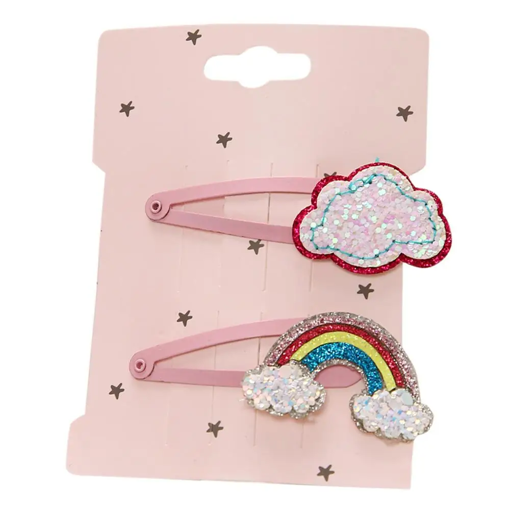 

1 Set Children Five-pointed Star Sequin BB Clip Rainbow Cloud Hairpin Girls Bangs Side Clips Hair Jewelry
