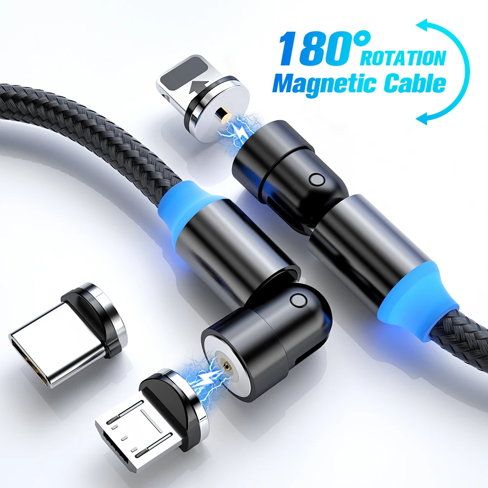Магнитный зарядный кабель FONKEN поворот на 540 градусов магнитный 180 360 Micro USB шнур