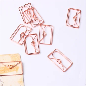 

20pcs Rose Gold Love Paper Clip Creative Special-shaped Modeling Clip Office Accessories Paperclips Metal Paper Clips Bookmark