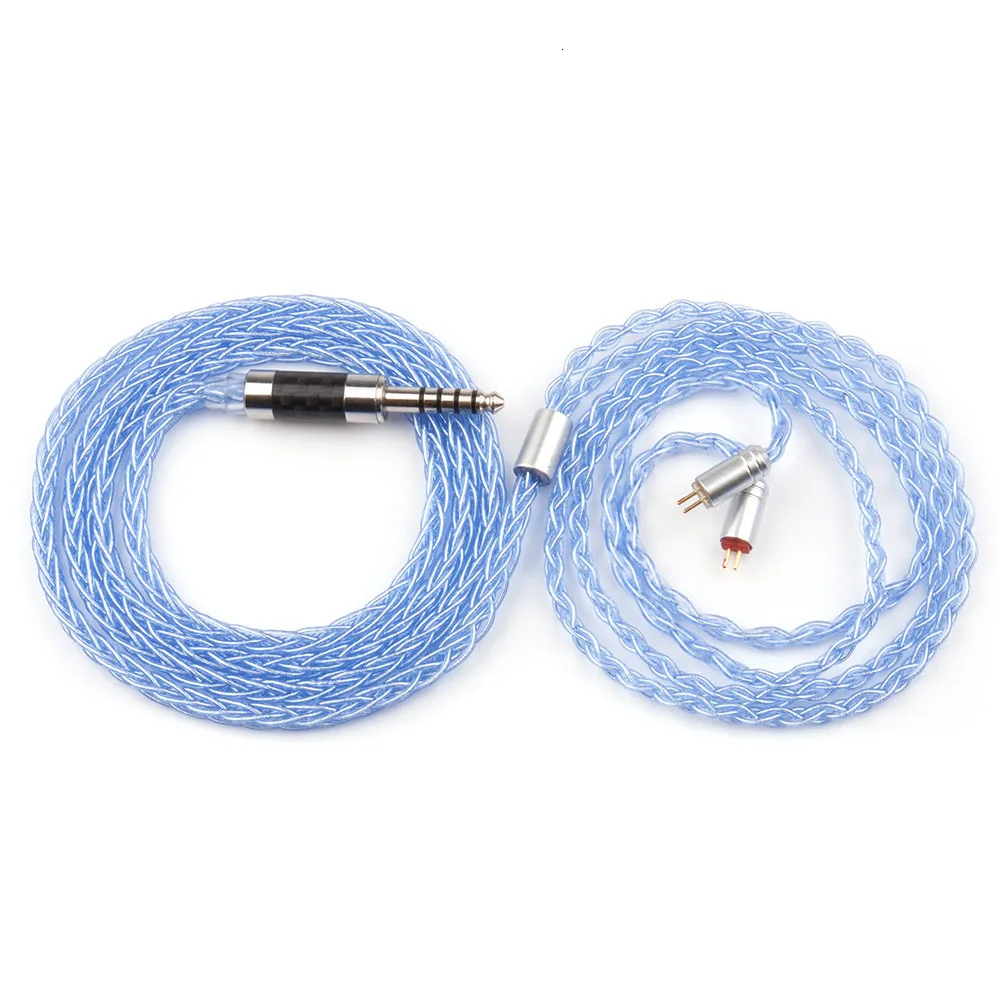 8 Core Silver Plated Cable 2.5/3.5/4.4mm Blue Cable With MMCX/2pin Connector For QT2 LZ A5 Magaosi K5 V20 Sony HQ5 HQ6