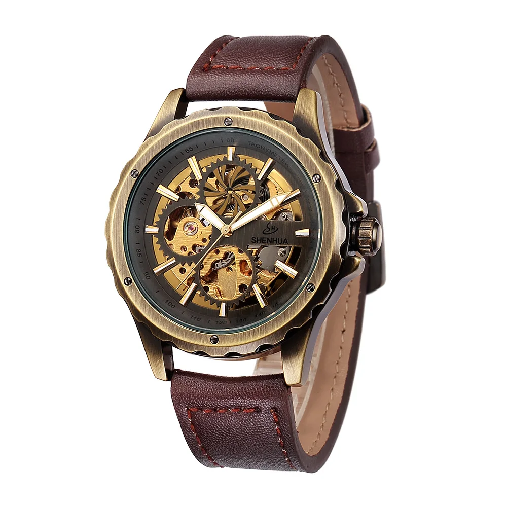 

Hot Selling Shenhua Gentry China with Holes Fully Automatic Analog Watch MEN'S Table