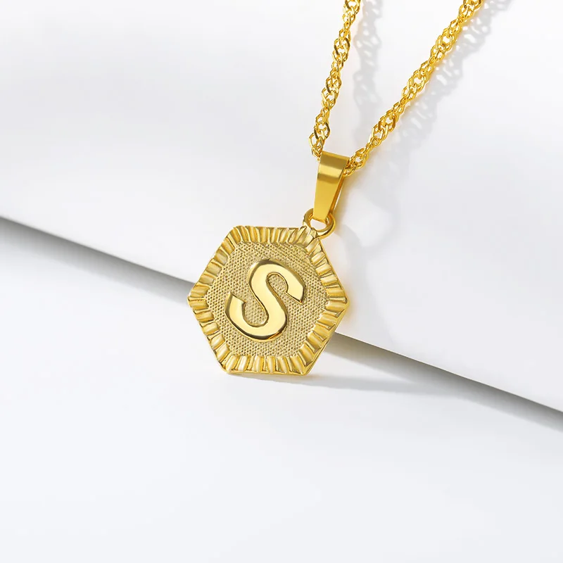 Трендовое ожерелье с подвеской в виде буквы алфавита для женщин золотого цвета из нержавеющей стали, персонализированное ожерелье с буквой S
