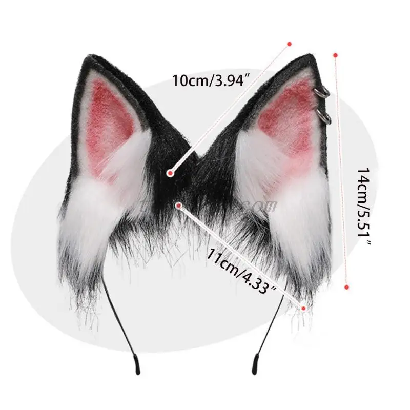 Girls Plush Animal Dog Ears Hair Hoop Lolita Lovely Handmade Party Headdress Anime Cosplay Party Kawaii Accessories anime hair accessories