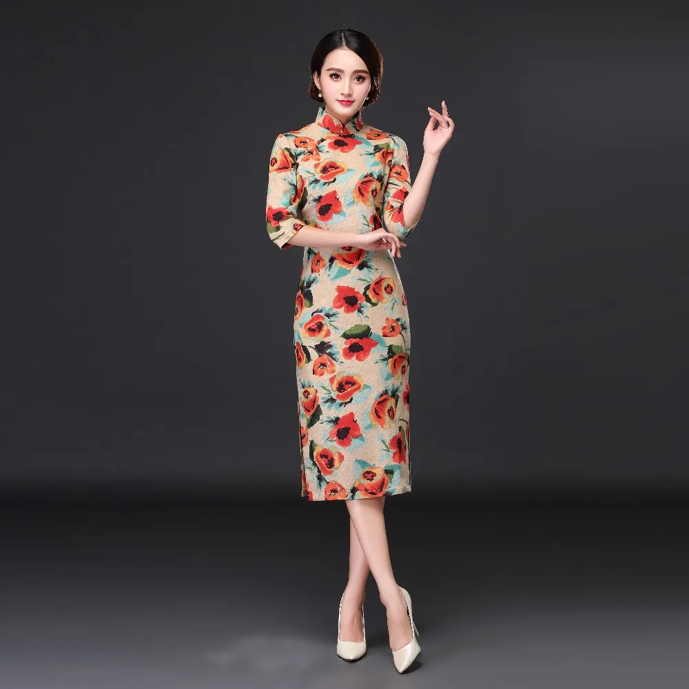 Длинное платье Cheongsam, сексуальное свадебное китайское традиционное платье cheongsam, женское хлопковое и Гламурное свадебное платье cheongsam