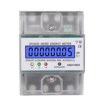 

OOTDTY 3 Phase 4 Wire Electronic Power Consumption Energy Meter Intelligent LCD Digital Backlight Display Wattmeter Home 380V