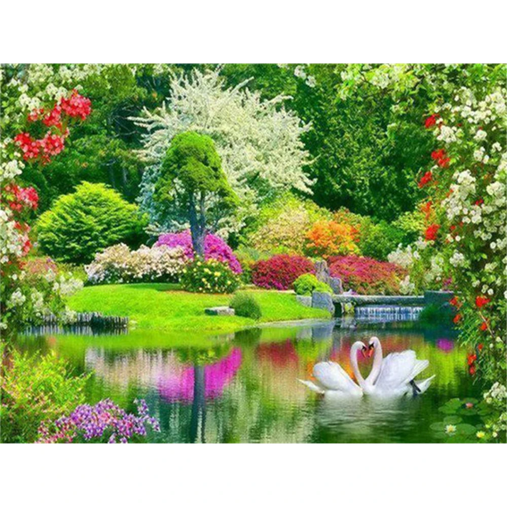 

Landscape Spring DIY Cross Stitch 11CT Embroidery Kits Needlework Craft Set Cotton Thread Printed Canvas Home Dropshipping