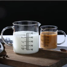 Прозрачное стекло термостойкая ручка утолщенная microwaveable чашка для бытовой кухни выпечки калибровки чашки измерительный инструмент