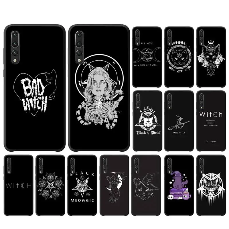 Цветной милый чехол MaiYaCa с ведьмой и котом для телефона huawei P 8 9 10 20 30 40 pro lite P9 2019 |