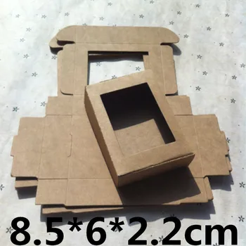 

50PCS 85x60x22mm Natural Kraft Brown Box Cartons with Window Small Soap Box Package Gift Packing Boxes Embalagem Crafts Caixa