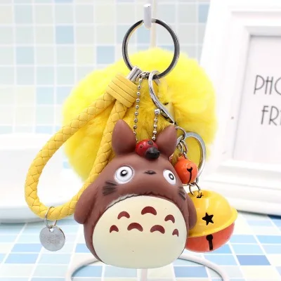 Милые брелки totoro милый Kawaii котенок брелок с котом Кольцо Аниме куклы BB пушистый меховой шар помпон брелок Шарм брелок - Цвет: A33