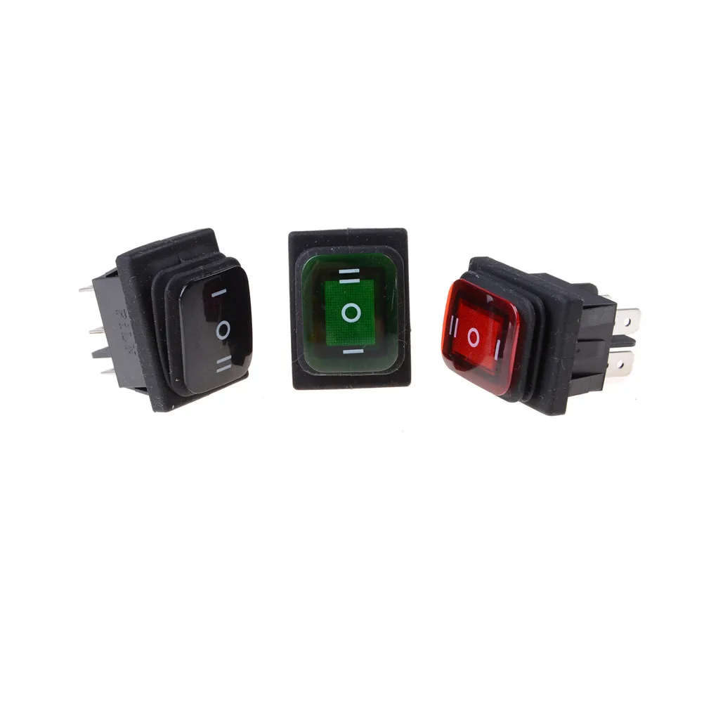 1PCS Waterproof Latching Rocker Toggle Switch Button With Lamp 2 colors Green Red