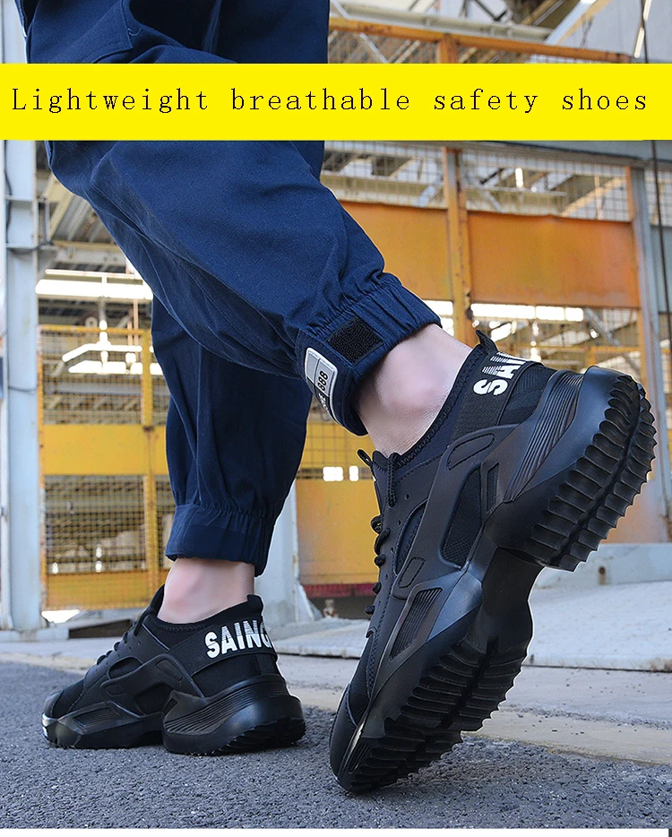 Мужская Безопасная рабочая обувь со стальным носком, не разбивающаяся, летняя, большая, сетчатая, дышащая, не прокалывающая, Рабочая обувь мужская, спортивная обувь