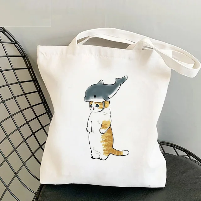Cat Shark Shopping Bag Bolsa Compra Plegable Jute Bag Bolsa Shopper Bolso Shopping Handbag Bag Tote Reusable Net Ecobag Cabas 29569