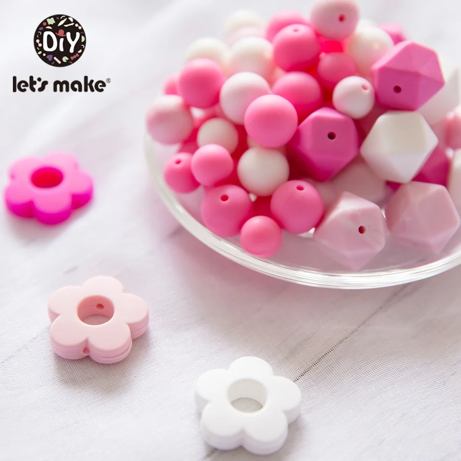 

Let's Make 1Set Baby Silicone Teether Beads Diy Baby Rattle Pacifier Chain Accessories Stroller Infant Crib Bed Toy Baby Teether