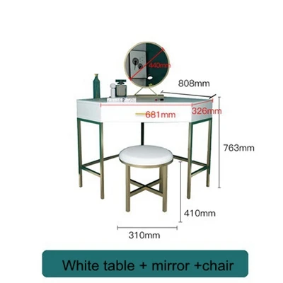 Table Mirror Chair Скандинавский набор для туалета с выдвижным ящиком для спальни Многофункциональный туалетный столик доска Manmade белая круглая зеркальная семейная мебель - Цвет: Table Mirror Chair