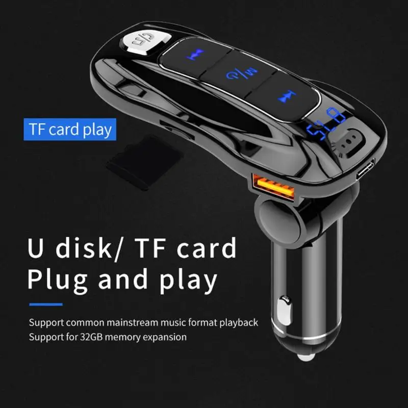 Прочный USB Автомобильное зарядное устройство классическое нежное BC55 18 Вт PD QC 3,0 USB зарядное устройство BT Hands-free автомобильный комплект fm-передатчик mp3-плеер