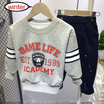 

New Baby Boys winter Sports suit Thicken Sweater + thicken pants 2 pieces set Tracksuits Kids Clothing sets Casual boys clothes