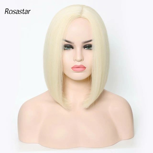 Synthetic Short Ombre Dark Root to Wine Red  Straight 13.5Inch Bob Hair Wig for Women Natural Looking Daily Use or Cosplay Wig Blonde