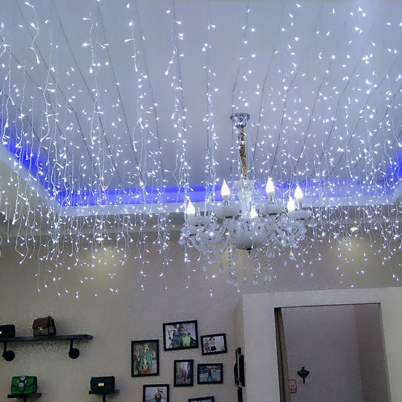 3,5 м 96LED 5 м 216LED занавес для гостиной, декоративный светильник на Рождество, светильник s, свадебное украшение, декоративный светильник, струны