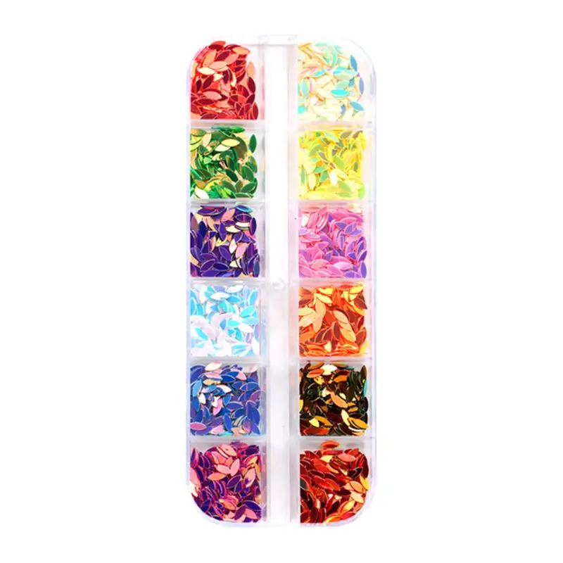 6 Pcs/set Nail Sequins Studs Rivets Colorful Rhinestones Kit with Tweezers R3MF