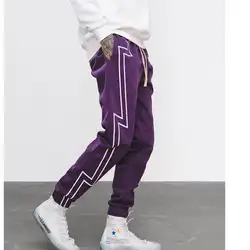 2019 FW полоса экран печати пот брюки уличная Мужская эластичная талия спортивные брюки силы брюки для бега