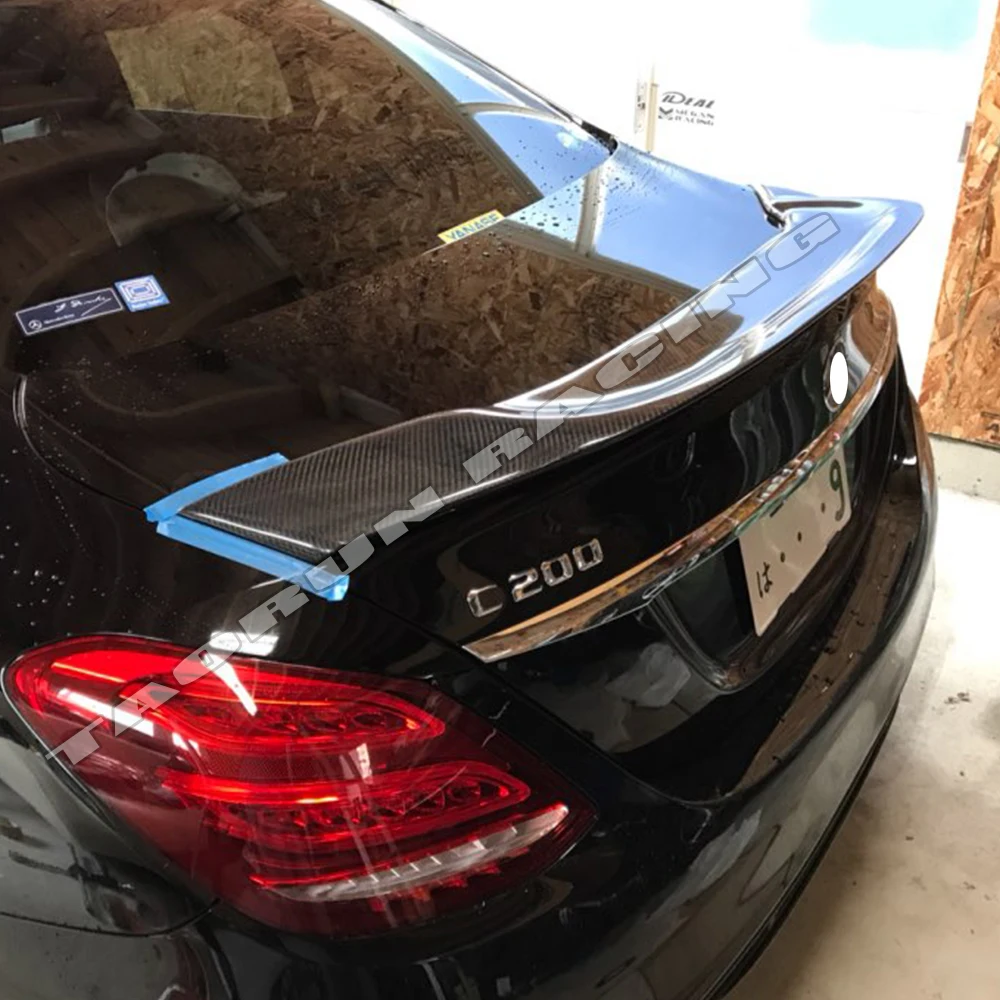 R Стиль углеродное волокно заднее крыло для Mercedes Benz W205 C180 C200 C300 C43 & C63 AMG Седан 4
