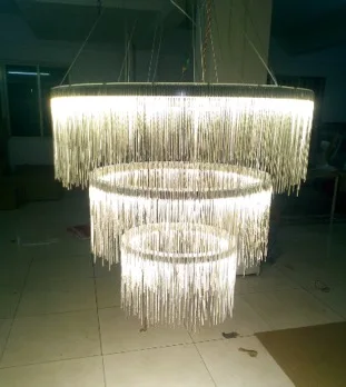 chrome 80x60x40cm Ретро винтажный алюминиевый подвесной светильник с кисточками светодиодный пост-современный хромированный подвесной светильник для гостиной спальни ресторана бара - Цвет корпуса: chrome 80x60x40cm