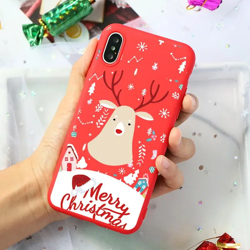 Kho7-sd1ltzj Мягкий силиконовый чехол из ТПУ с принтом Санта Клауса и оленя для iPhone 11 Pro 7 8 6 6S Plus XR X XS Max 5 5S SE чехол-накладка - Цвет: Kho7-sd1ltzj