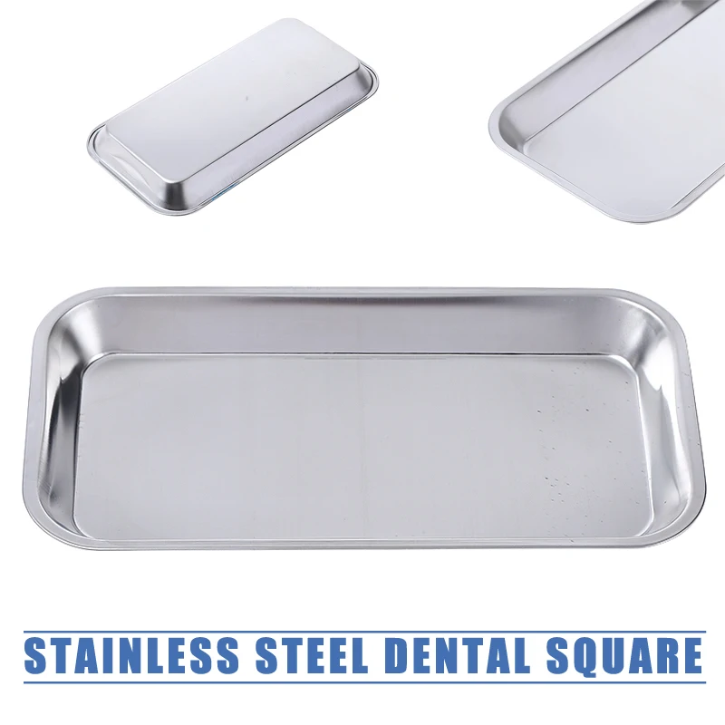 3 bandejas de metal, bandeja de acero inoxidable de 8 x 10.5 x 1 pulgadas,  bandeja dental gruesa, bandeja quirúrgica médica profesional para cocina