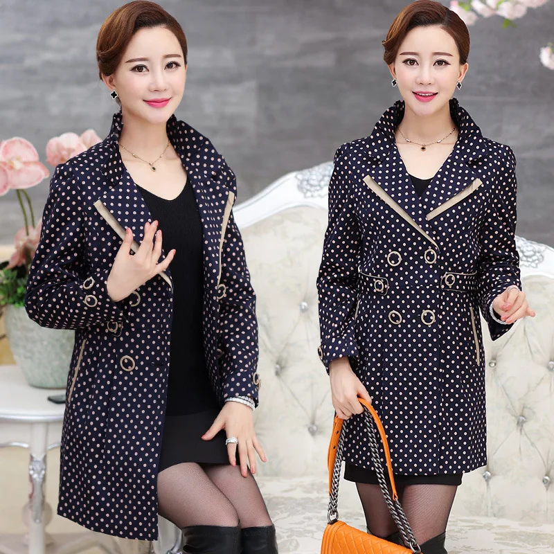 

Middle-aged WOMEN'S Apparels Spring And Autumn Coat Middle-aged Middle-aged Women Dress Double Breasted Trench Coat Women's Mid-