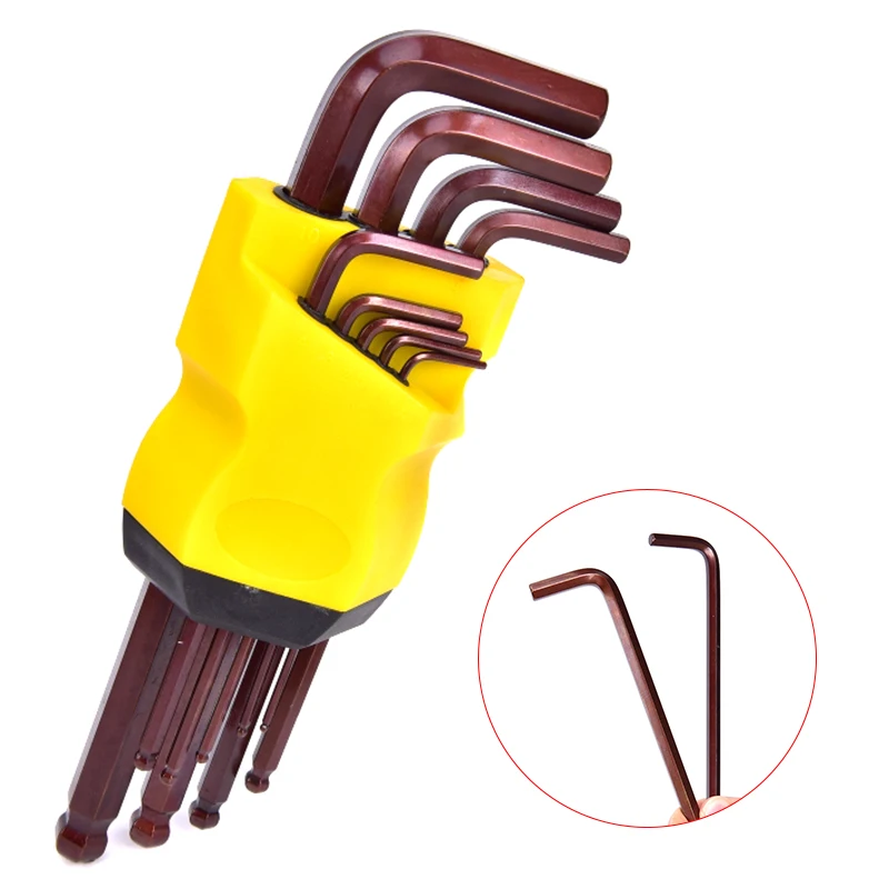 9pcs/set Professional Bicycle Repair Tools Hexagon Hex Allen Key Set Wrench Kit Torque Spanner Repair Hand Tool Bike Accessories