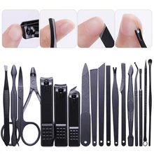 18 шт./компл. Pro пилочка для ногтей набор кусачки для ногтей комплект педикюр инструменты по уходу за ногтями Ножницы Уход за лошадьми пинцетов толкатель вросшие ногти пилочка для ногтей лак