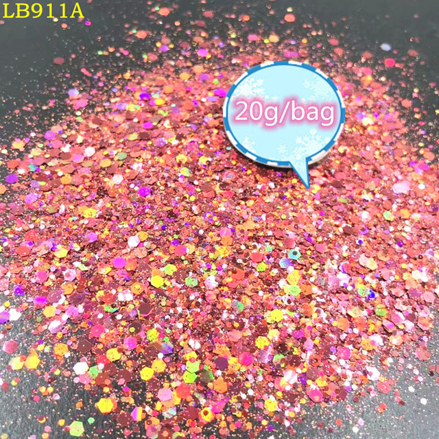 Laser Hexagon Holographic Chunky Glitter Nail Tips Glitter Powder Mermaid  Flakes Sparkly Glitter Resin Crystal mud