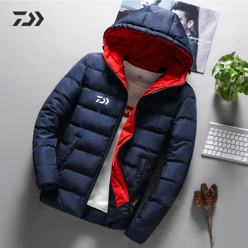 Daiwa хлопковая одежда с капюшоном, Куртка для рыбалки, термостойкая одежда для рыбалки, зимний рыболовный костюм, мужская куртка, одежда для улицы