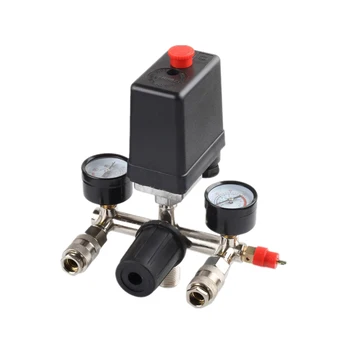 

0-180 psi 0.05-1.2MPA Air Compressor Pump with Pressure Switch Control Manifold Relief Regulator Control Valve Pressure Gauge