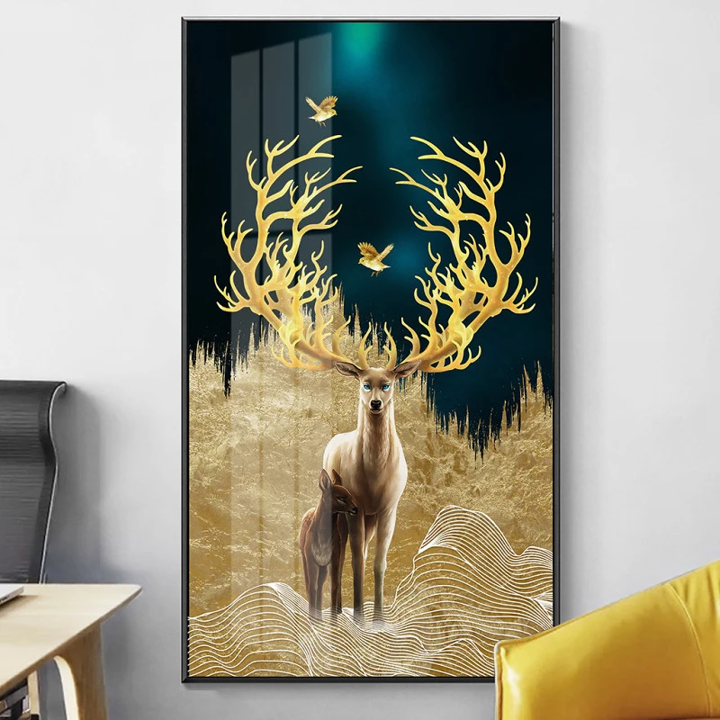 Deer  acrylic painting on Canvas Hand Painted Original Bird Wall Art Wall Decor Nature Size 16x20 in