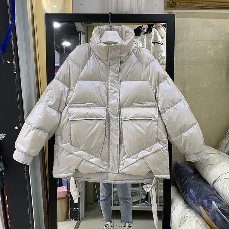 

New 2020 Winter Women Stand collar Thick warm Cotton-padded Down jacket Korean Loose Parka Cotton Outwear Female Casual Fashion