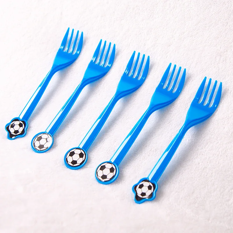 Fork-10Pcs Белая футбольная тематика, набор посуды, чашка, тарелка для детей, девочек и мальчиков, подарок на день рождения, принадлежности для вечеринки, декор для детского душа - Цвет: Fork-10Pcs