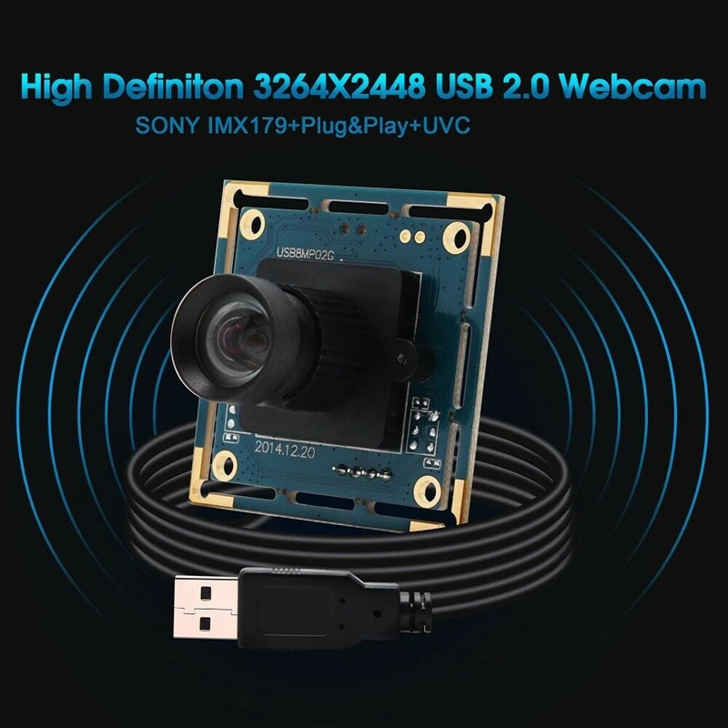FULL-8MP USB камера модуль Плата HD без искажений IMX179 Цвет CMOS сенсор 75 ° объектив