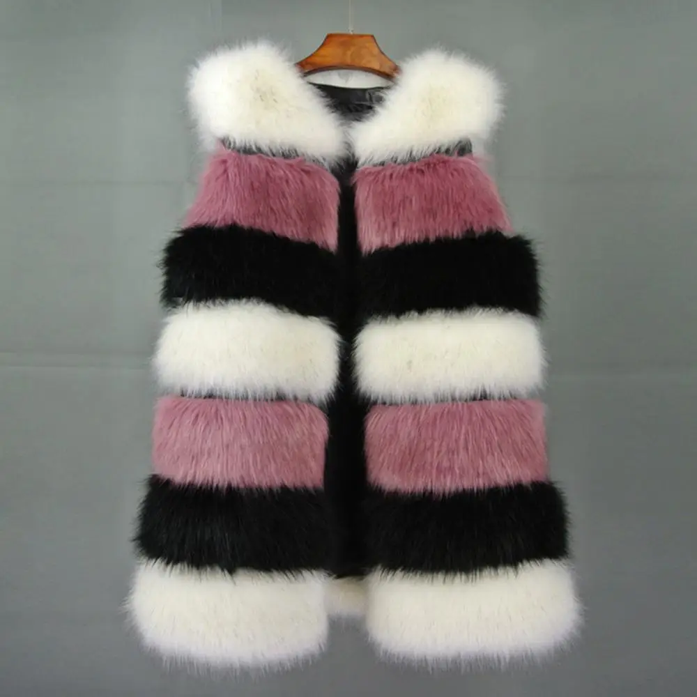 

2019 New High quality Women long Fur Vest coat Luxury Faux Fox Vest Coat Autumn Winter Fashion Faux fur Vests Coats Jacket