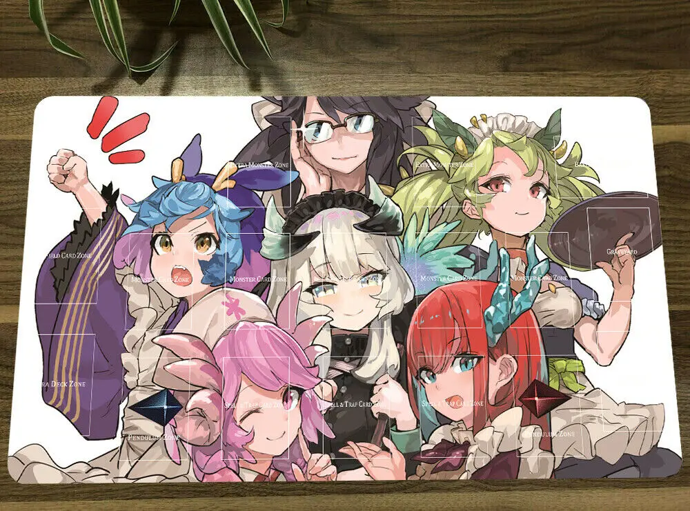 Yu-Gi-Oh! Dragonmaid Girls Playmat - 60x35cm, Non-Slip, Includes Storage Bag