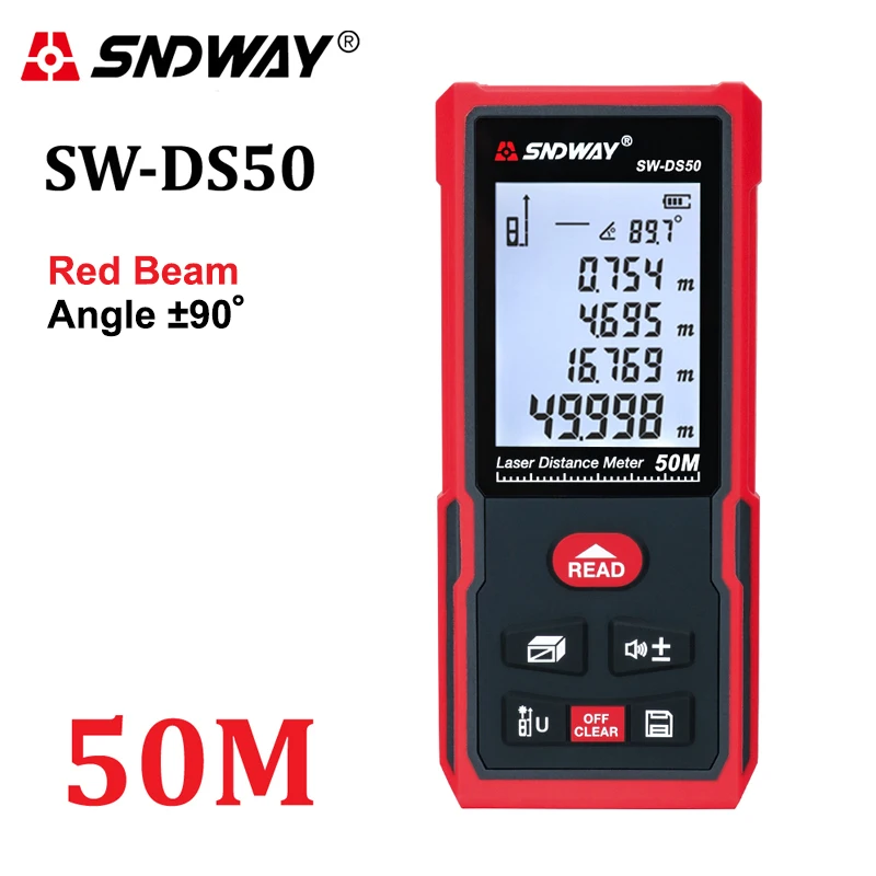 SW-DS50 50m Лазер sndway дальномер 120 м 100 м 70 м 50 м лазерная рулетка дальномер Trena линейка измерительное устройство - Цвет: SW-DS50 50m