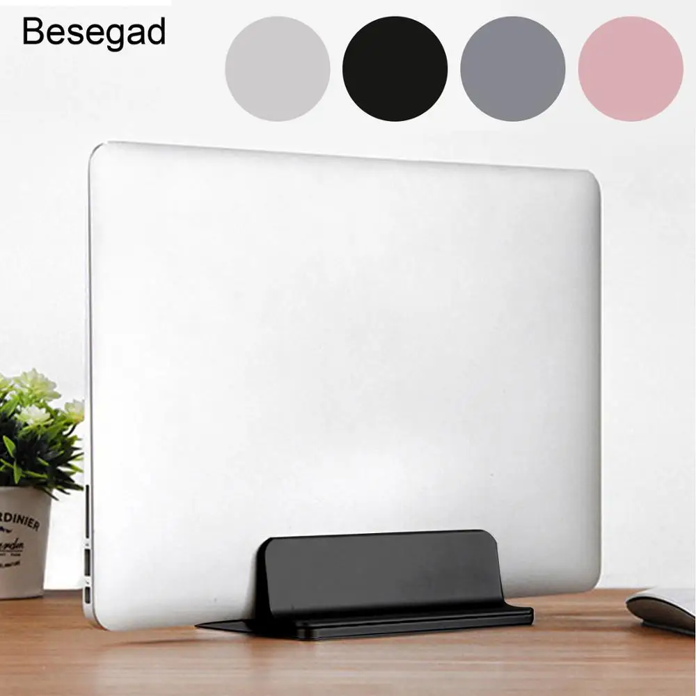 

Besegad Laptop Holder Adjustable Vertical Stand Space Saving Desktop Mount Bracket Pad for Apple MacBook Lenovo YOGA Notebook