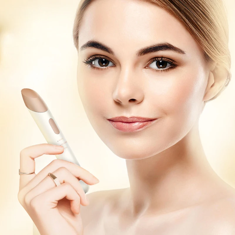 Natural White Electric Eye Massager Mini Eyes Wrinkle Dark Circles Removal Pen Anti Aging Massager Negative Ion Vibration Face Lifting Tool - Цвет: Natural White