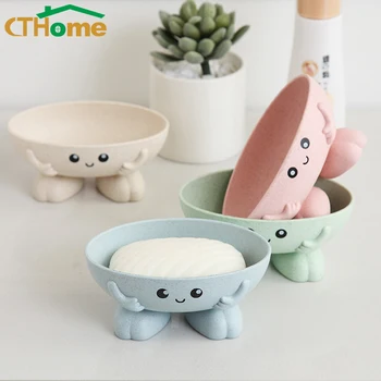 

Bathroom Cartoon shape Soap Box Draining Practical Easy Clean Dish Kitchen Cleaning Soaps Draining Dish Box Kids toy Accessories