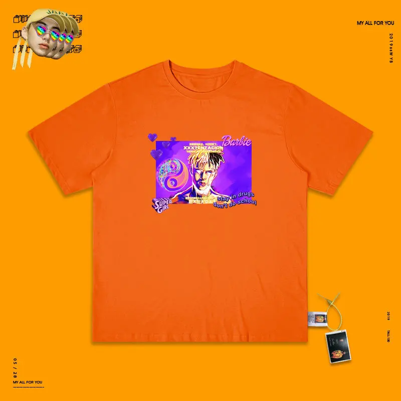 Salute Idol Xxxtentacion хип-хоп певица Паровая волна Ins Exceed Fire настоящая куртка мужская и женская брендовая футболка - Цвет: orange