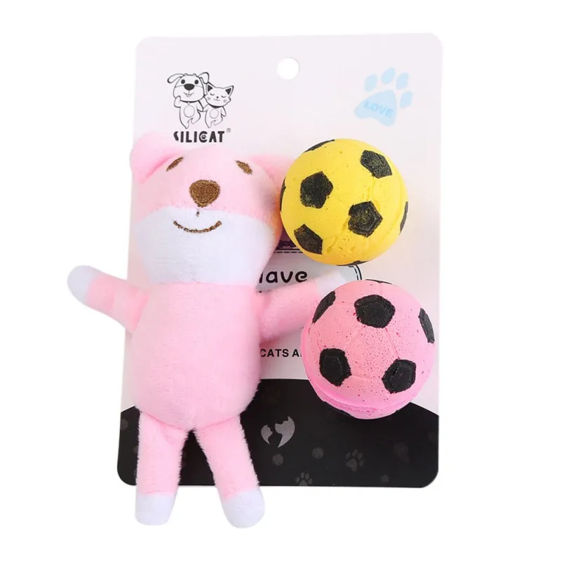 Pet Interactive Exercise Playing Cat Assorted Toys Set Cat Multicolor Plush Animal Dolls And Foam Ball/Bell Ball For Pet Cat